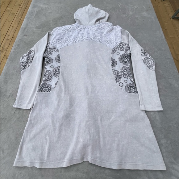 Ark Imports Boho Hippie Embroidered Full Zip Hooded Tunic Sweater Hoodie - Picture 4 of 13